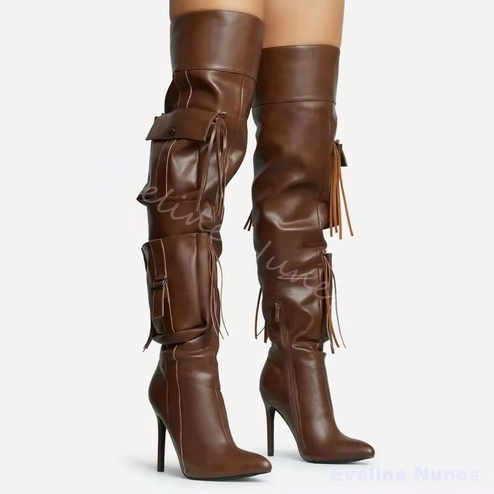 Street Fashion Rome 2026 - Sepatu Bot Tinggi Wanita Model Tassel