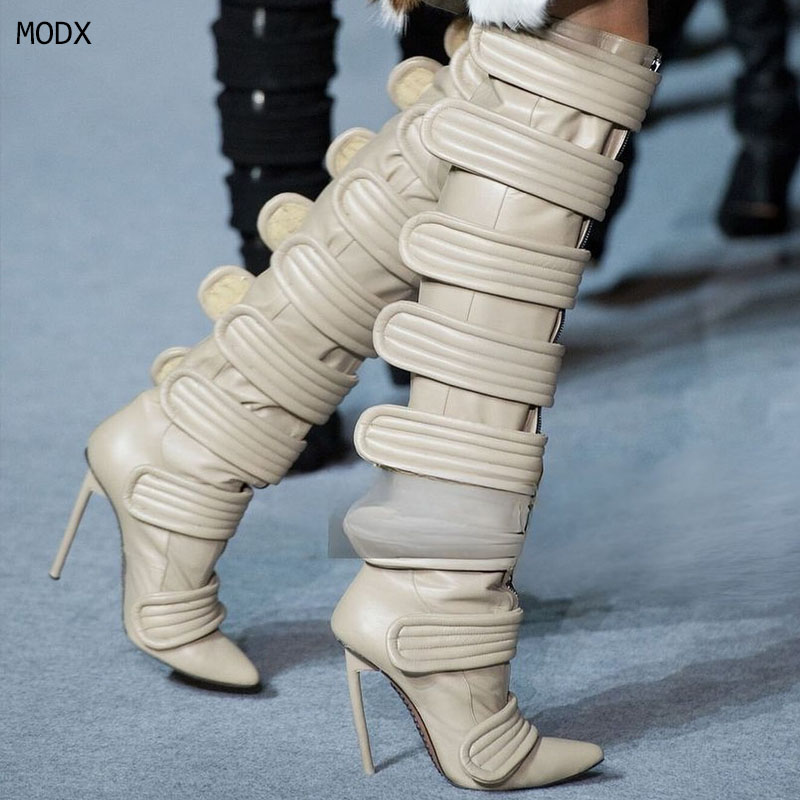 Street Fashion Rome 2026 - Sepatu Boots Tinggi Selutut Ujung Lancip