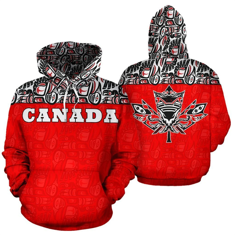 Street Fashion Canada - Hoodie motif 3d bendera Kanada Pria