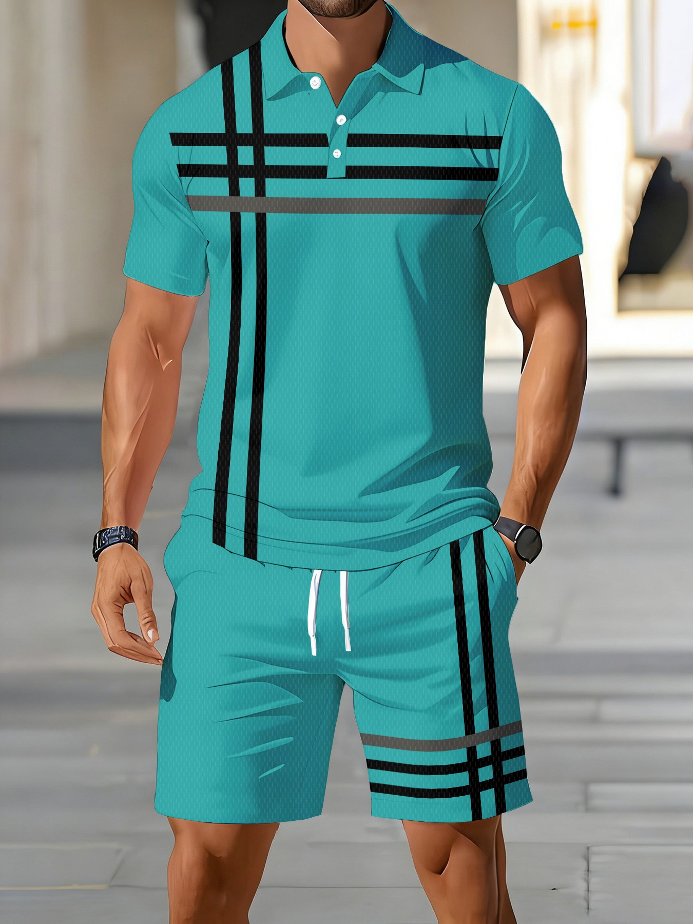 Street Fashion American - Set Kaos Polo Pria Amerika Musim