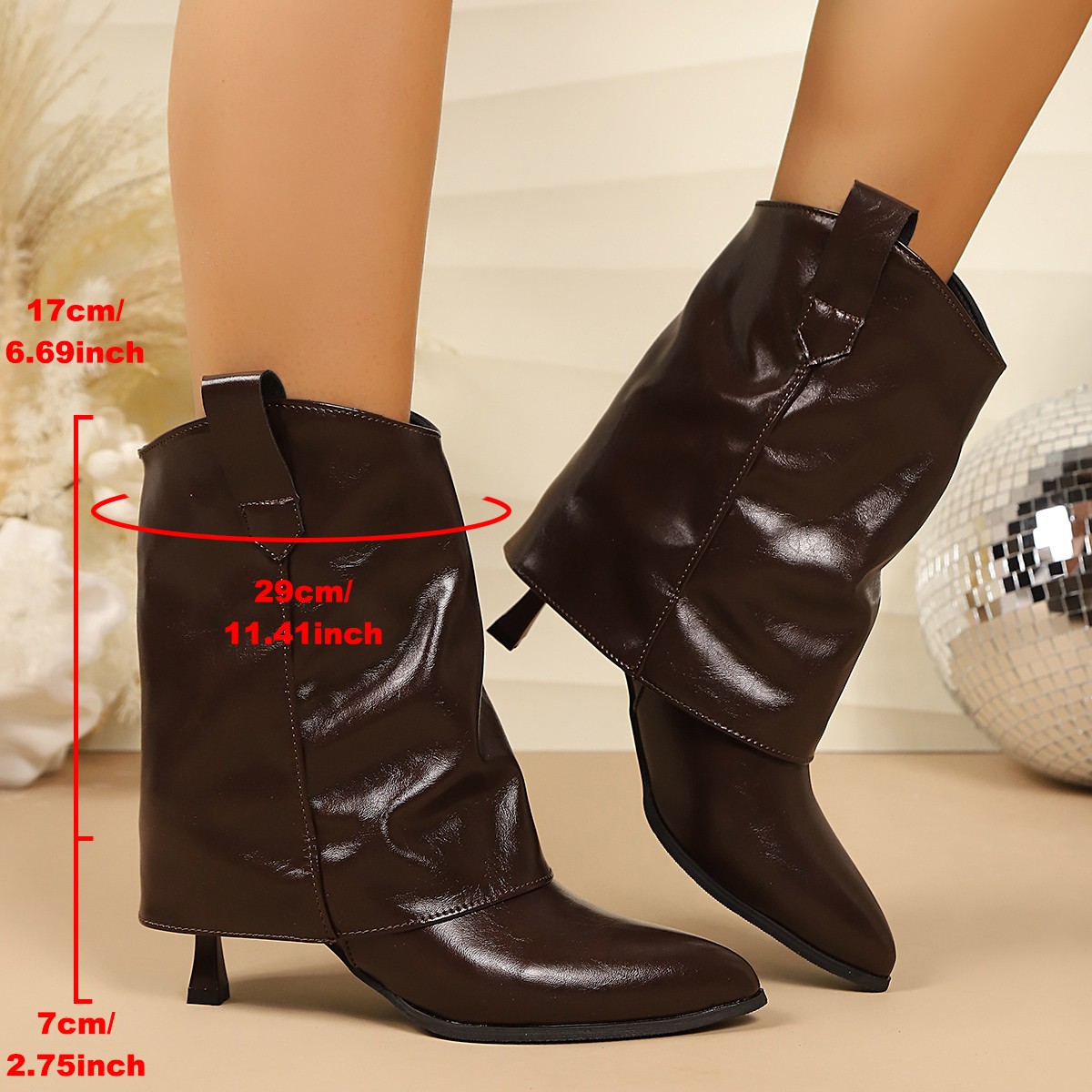 Sepatu Bot Pendek Stiletto Uju - Street Fashion Vintage ulasan dan harga