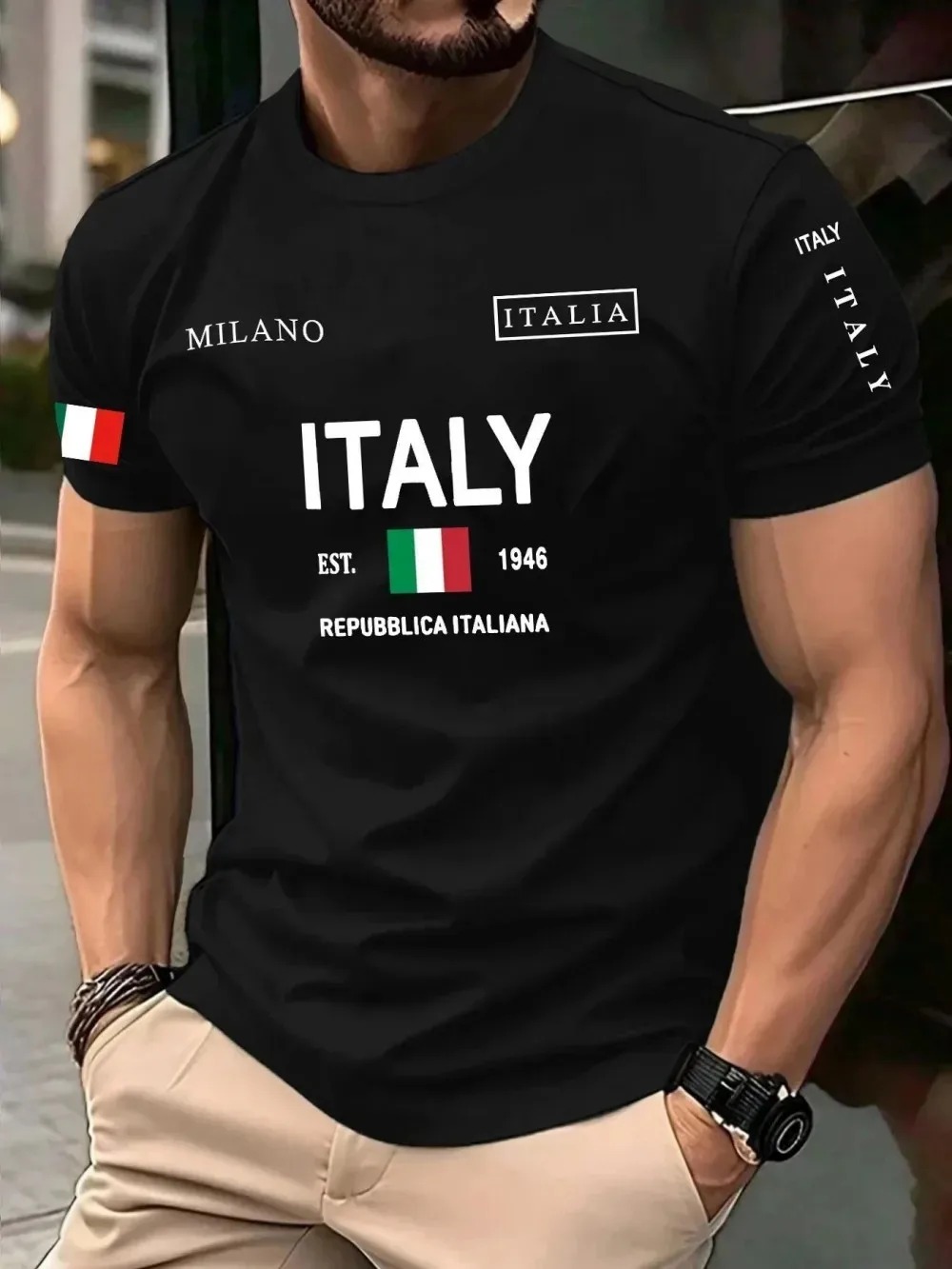 Kaos Pria 3D Print Tren Mode E - Street Fashion Of Milan ulasan dan harga