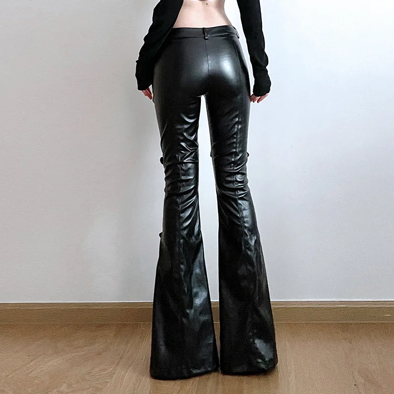 Celana Kulot Kulit PU Wanita,  - Street Fashion Vintage ulasan dan harga