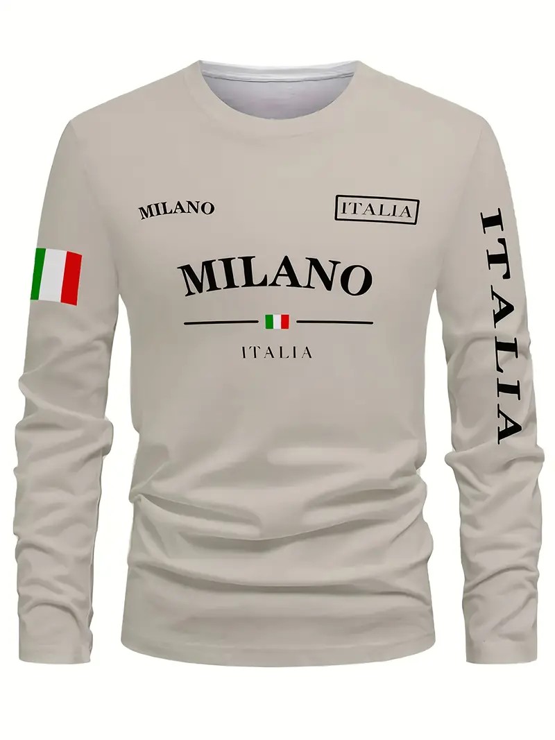 Kaos Lengan Panjang Pria Musim - Street Fashion Of Milan ulasan dan harga